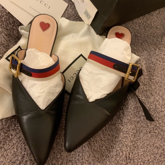 100% authentic $940 GUCCI leather mules Size 5.5 - Picture 12 of 14